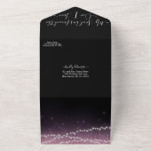 Invitation Tout En Un Élégant Mariage de feuilles de coeur violet rose v (Dehors)