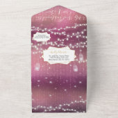 Invitation Tout En Un Élégant Mariage de feuilles de coeur violet rose v (Dehors)