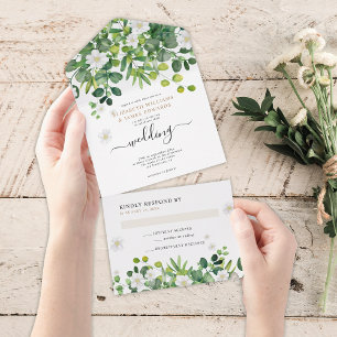 Invitation Tout En Un Élégant Mariage de Jardin Botanique Printemps Été
