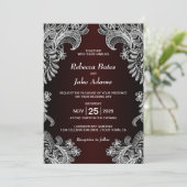 Invitation Tout en un Elégant Mariage de la dentelle blanche  (Debout devant)