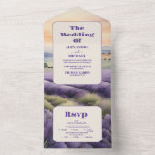 Invitation Tout En Un Élégant mariage de lavande fleurie (À l'intérieur)