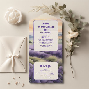 Invitation Tout En Un Élégant mariage de lavande fleurie