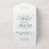 Invitation Tout En Un Élégant Mariage de l'esperluette en or de feuillag (Dehors)
