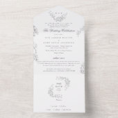 Invitation Tout En Un Élégant Mariage de monogramme floral (À l'intérieur)