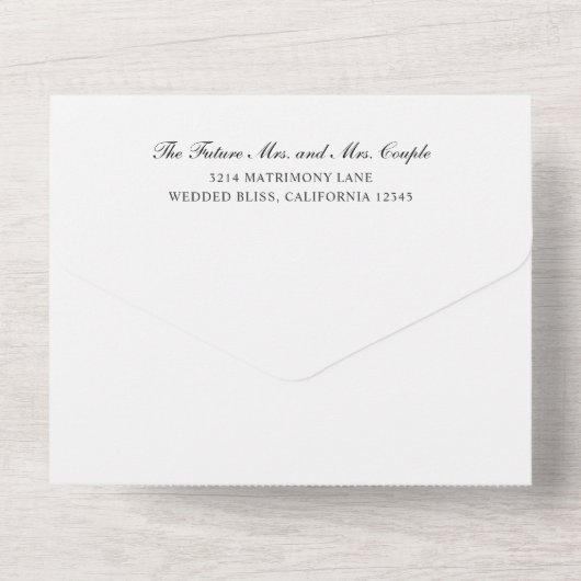 Invitation Tout En Un Élégant Mariage de monogramme noir et blanc (Verso)