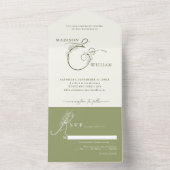 Invitation Tout En Un Élégant Mariage de mousse d'ivoire vert floral (À l'intérieur)