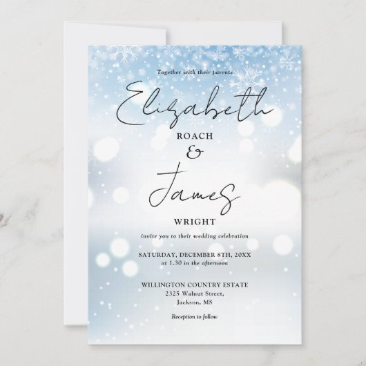 Invitation Tout en un élégant Mariage de neige hivernale (Devant)