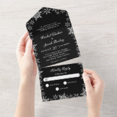 Invitation Tout En Un Élégant Mariage de Noël noir et blanc (Déchirure)