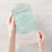 Invitation Tout En Un Élégant mariage de plage océanique pétillant abstr (Déchirure)
