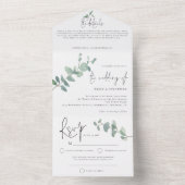 Invitation Tout En Un Élégant Mariage de script Eucalyptus Vert (À l'intérieur)