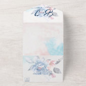 Invitation Tout En Un Élégant Mariage de script floral de pêche aquarell (Dehors)