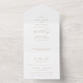 Invitation Tout En Un Élégant Mariage de script Gold (À l'intérieur)
