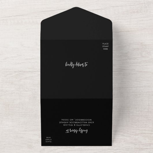 Invitation Tout En Un Élégant Mariage de script photo (Dehors)