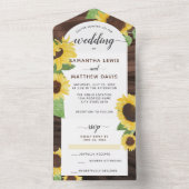 Invitation Tout En Un Élégant Mariage de tournesol rustique chic (À l'intérieur)