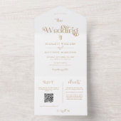 Invitation Tout En Un Élégant Mariage de typographie or blanc (À l'intérieur)