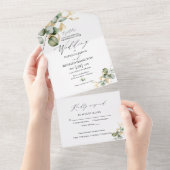 Invitation Tout En Un Elégant Mariage de verdure or (Déchirure)