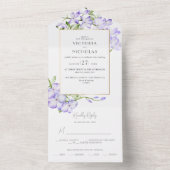 Invitation Tout En Un Élégant Mariage de Wisteria verte et violette (À l'intérieur)