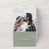 Invitation Tout En Un Élégant Mariage d'ivoire vert Sage (Dehors)