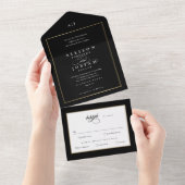 Invitation Tout En Un Élégant Mariage d'or Monogram (Déchirure)