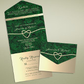 Invitation Tout En Un Élégant Mariage Emerald Green Gold