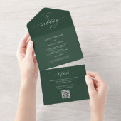 Invitation Tout En Un Élégant Mariage Emerald Green QR (Déchirure)