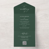 Invitation Tout En Un Élégant Mariage Emerald Green QR (À l'intérieur)