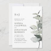 Invitation Tout en un Elégant Mariage Eucalyptus Aquarelle (Devant)