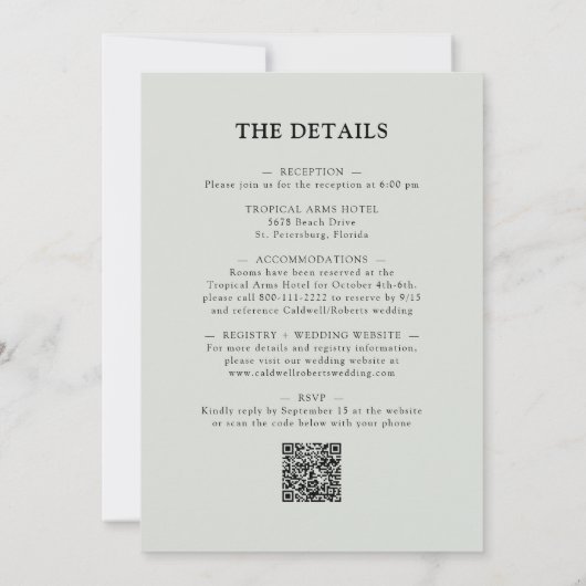 Invitation Tout en un Elégant Mariage Eucalyptus Aquarelle (Dos)