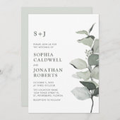 Invitation Tout en un Elégant Mariage Eucalyptus Aquarelle (Devant / Derrière)