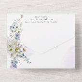 Invitation Tout En Un Élégant Mariage Fleur sauvage (Verso)