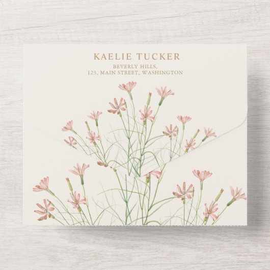 Invitation Tout En Un Élégant Mariage Fleur Sauvage Charme (Verso)