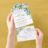 Invitation Tout En Un Élégant mariage fleuri jaune blanc