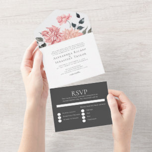 Invitation Tout En Un Elégant Mariage floral aquarelle