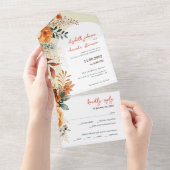 Invitation Tout En Un Élégant mariage floral automnal (Déchirure)