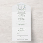 Invitation Tout En Un Élégant Mariage Floral Crest (À l'intérieur)