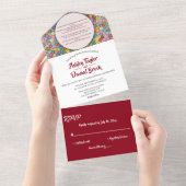 Invitation Tout En Un Élégant Mariage floral de Bourgogne (Déchirure)