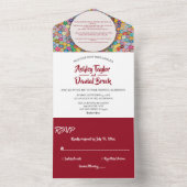 Invitation Tout En Un Élégant Mariage floral de Bourgogne (À l'intérieur)