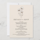 Invitation Tout en un élégant Mariage Floral moderne (Dos)