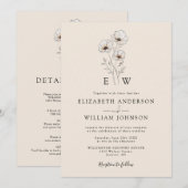 Invitation Tout en un élégant Mariage Floral moderne (Devant / Derrière)