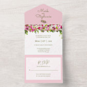 Invitation Tout En Un Élégant Mariage floral rose vif (À l'intérieur)