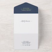 Invitation Tout En Un Élégant Mariage géométrique moderne Royal Blue Nav (Dehors)