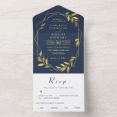Invitation Tout En Un Élégant Mariage géométrique moderne Royal Blue Nav (À l'intérieur)
