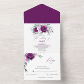 Invitation Tout En Un Élégant Mariage géométrique violet rustique (À l'intérieur)