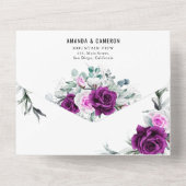 Invitation Tout En Un Élégant Mariage géométrique violet rustique (Verso)