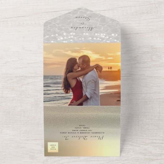 Invitation Tout En Un Élégant Mariage Gold String (Dehors)