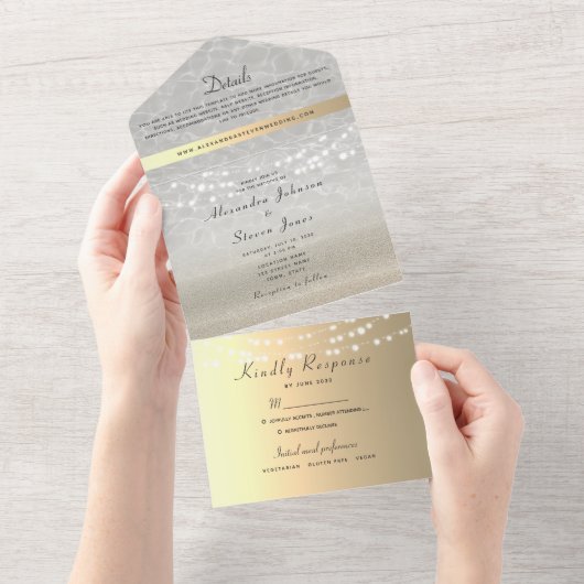 Invitation Tout En Un Élégant Mariage Gold String (Déchirure)