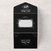 Invitation Tout En Un Elégant Mariage gothique Skeletons noir & blanc (Dehors)