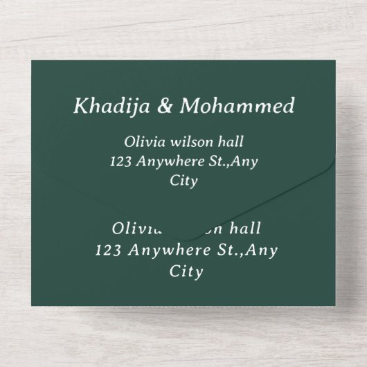 Invitation Tout En Un Élégant mariage islamique moderne (Verso)