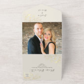 Invitation Tout En Un Élégant Mariage ivoire et or (Dehors)