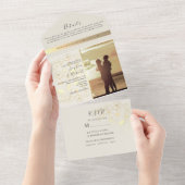 Invitation Tout En Un Élégant Mariage ivoire et or (Déchirure)